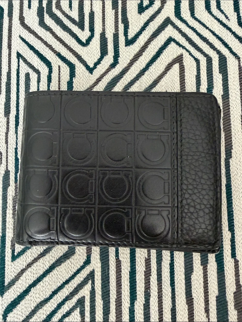 Salvatore Ferragamo Men's Black Embossed Leather Bifold Wallet